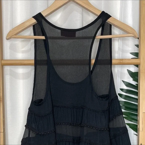 Tigerlily Black Cotton Silk Dress Size 8 - Picture 3 of 6